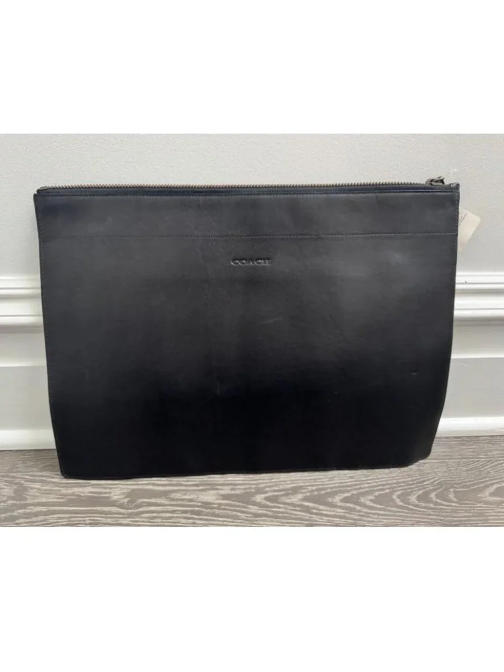 Coach Black Leather Zip Portfolio – Style 61084